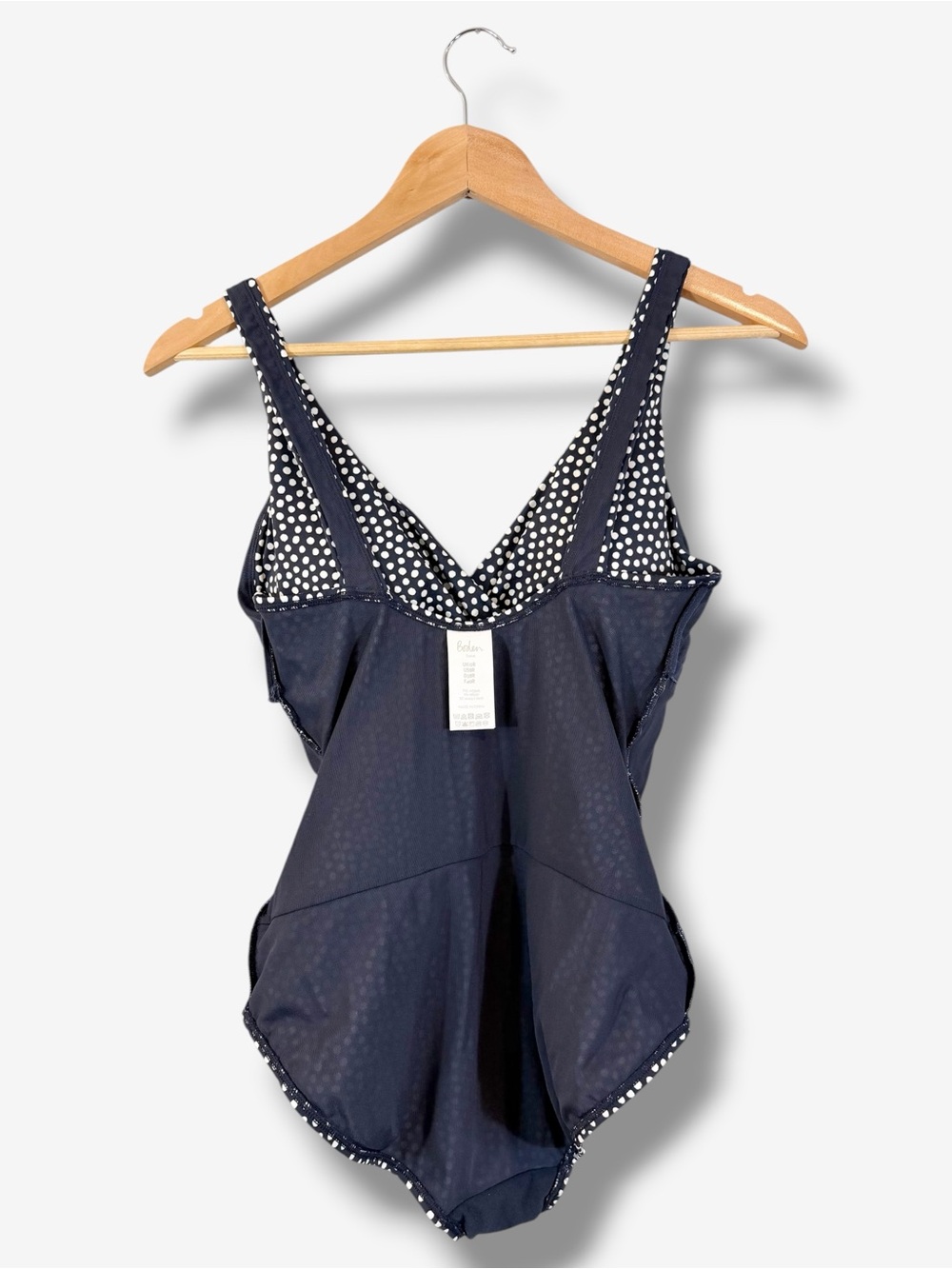 Boden Talamanca Swimsuit Size US 8R One Piece Navy White Polka Dot Resort Beach - Picture 10 of 12